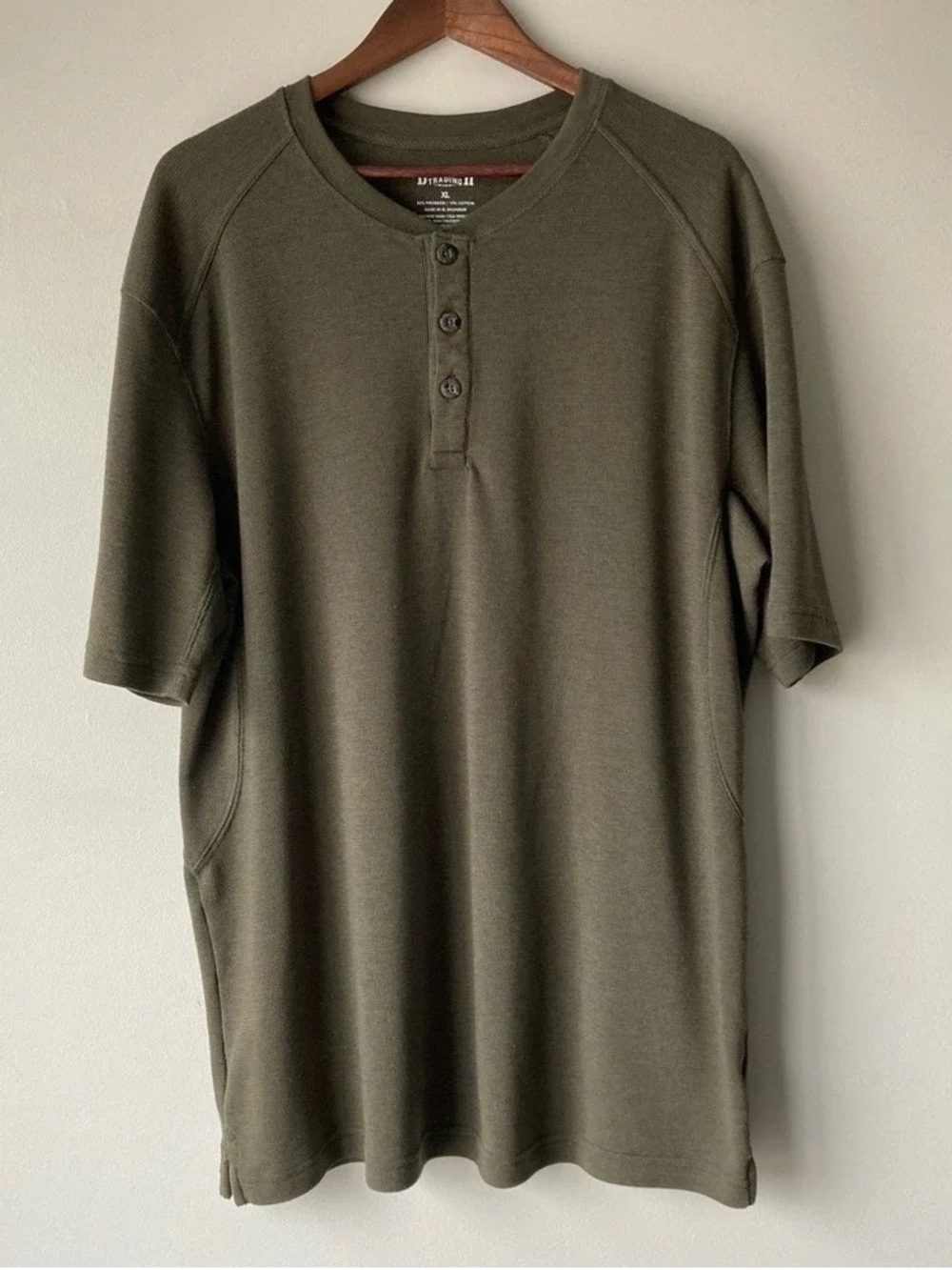 Olive Green Henley Short Sleeve Shirt